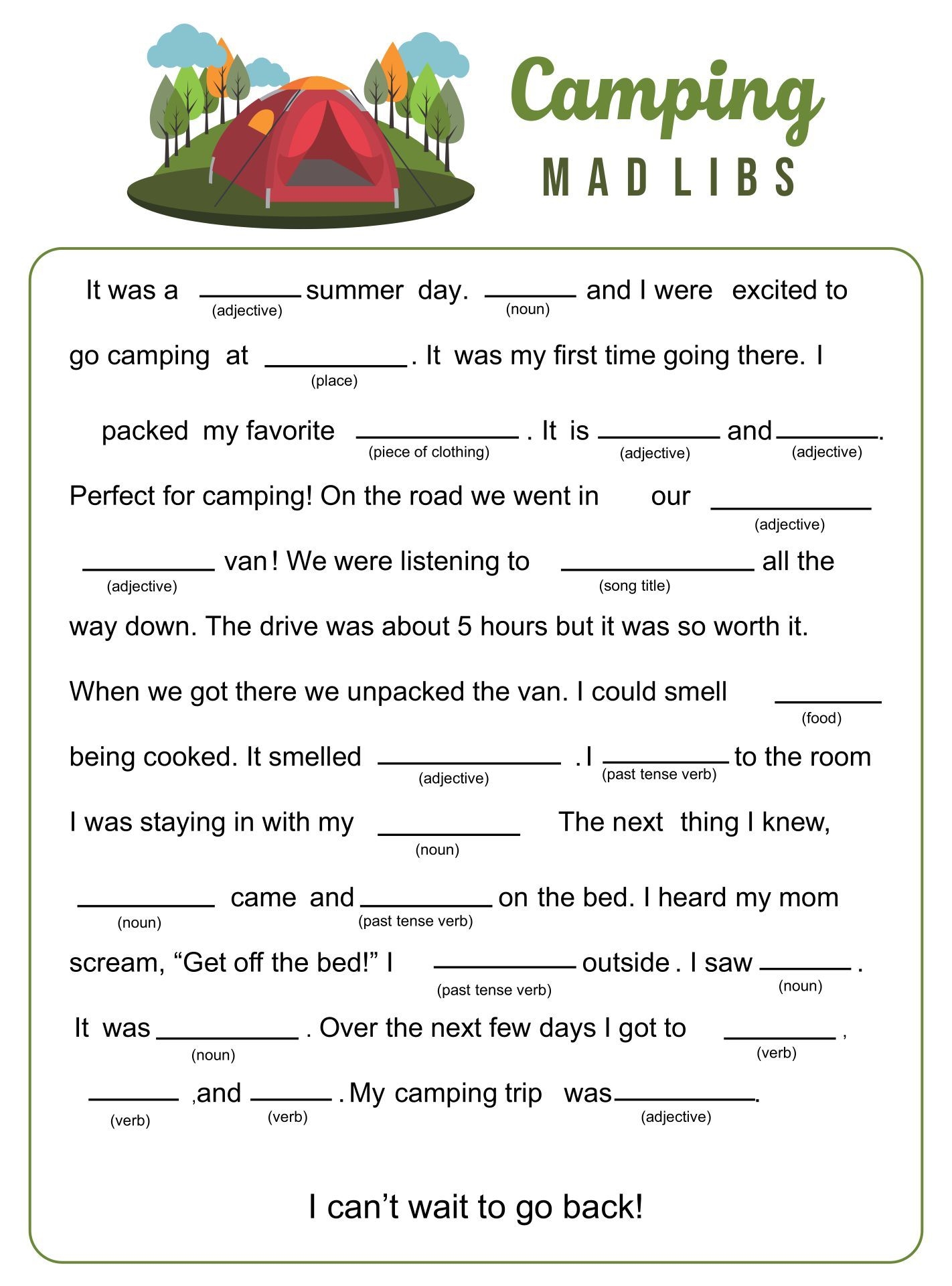 Mad Libs Printable Template Printable Madlibs