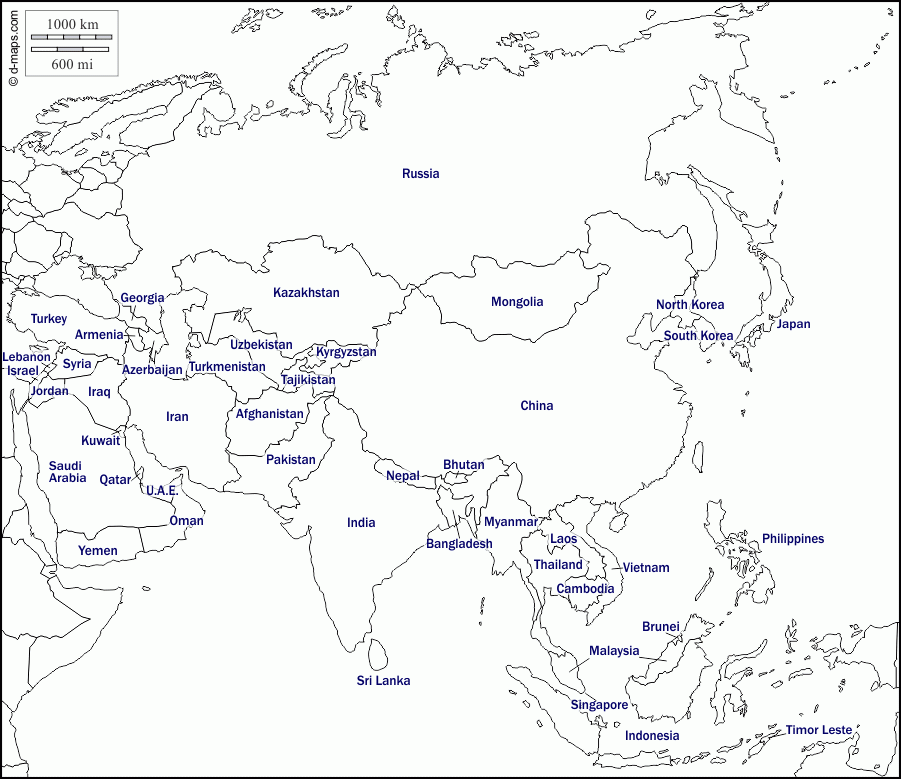 Map Of Asia Printable