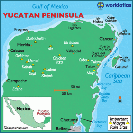 Map Of Yucatan Mexico Maps Yucatan Peninsula Facts Landforms World 