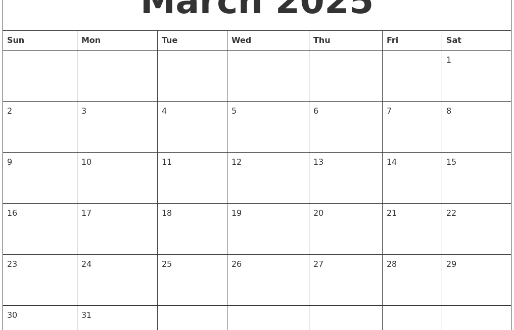 March 2025 Blank Calendar Template Excel John S Reese