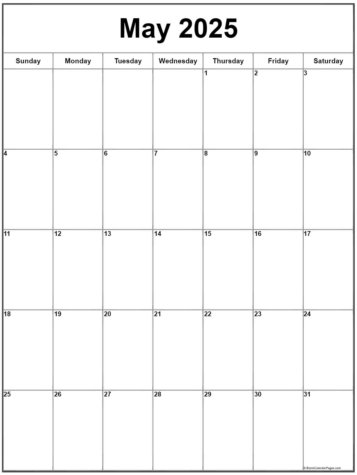 May 2025 Blank Printable Calendar Delia Terrijo