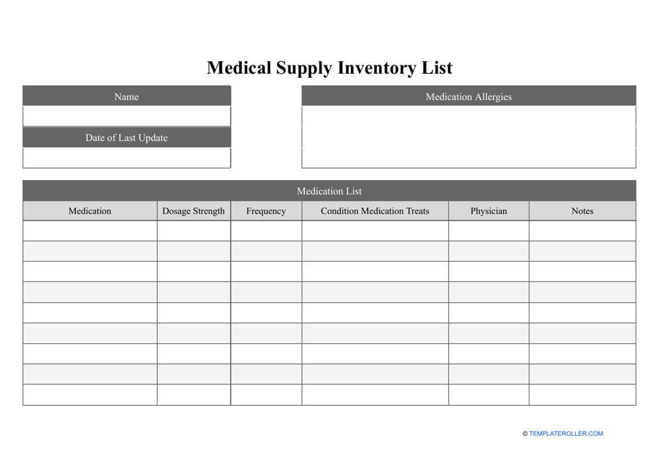 Medical Supply Inventory List Fill Out Sign Online And Download PDF 