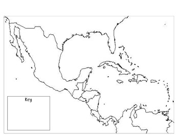 Mexico Central America The Caribbean Outline Map By Heather Kaczmarek