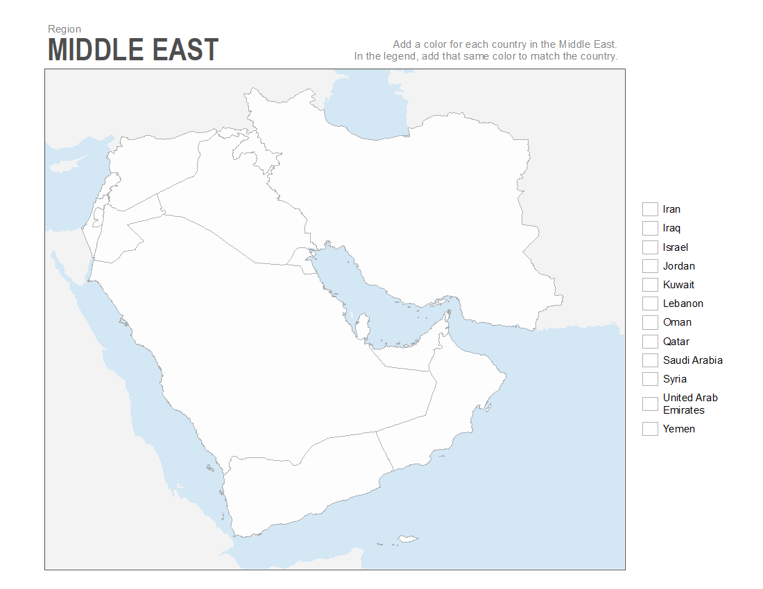 Blank Map Of The Middle East Printable Blank Map Of The Middle East Printable