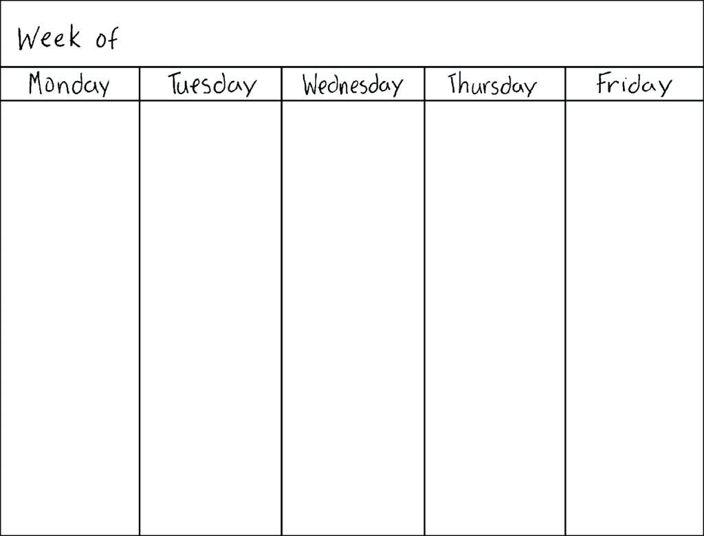 Monday Friday Calendar Printable