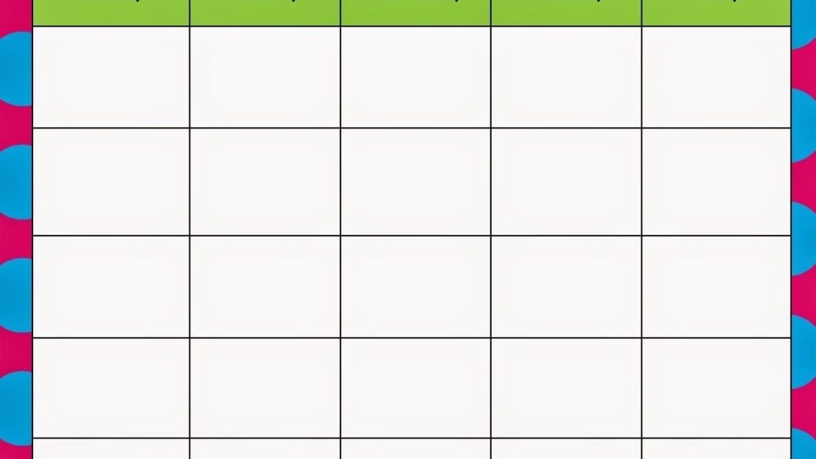 Monday Through Friday Printable Calendar