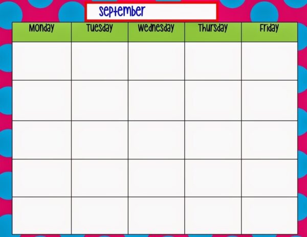Free Monday Thru Friday Blank Printable