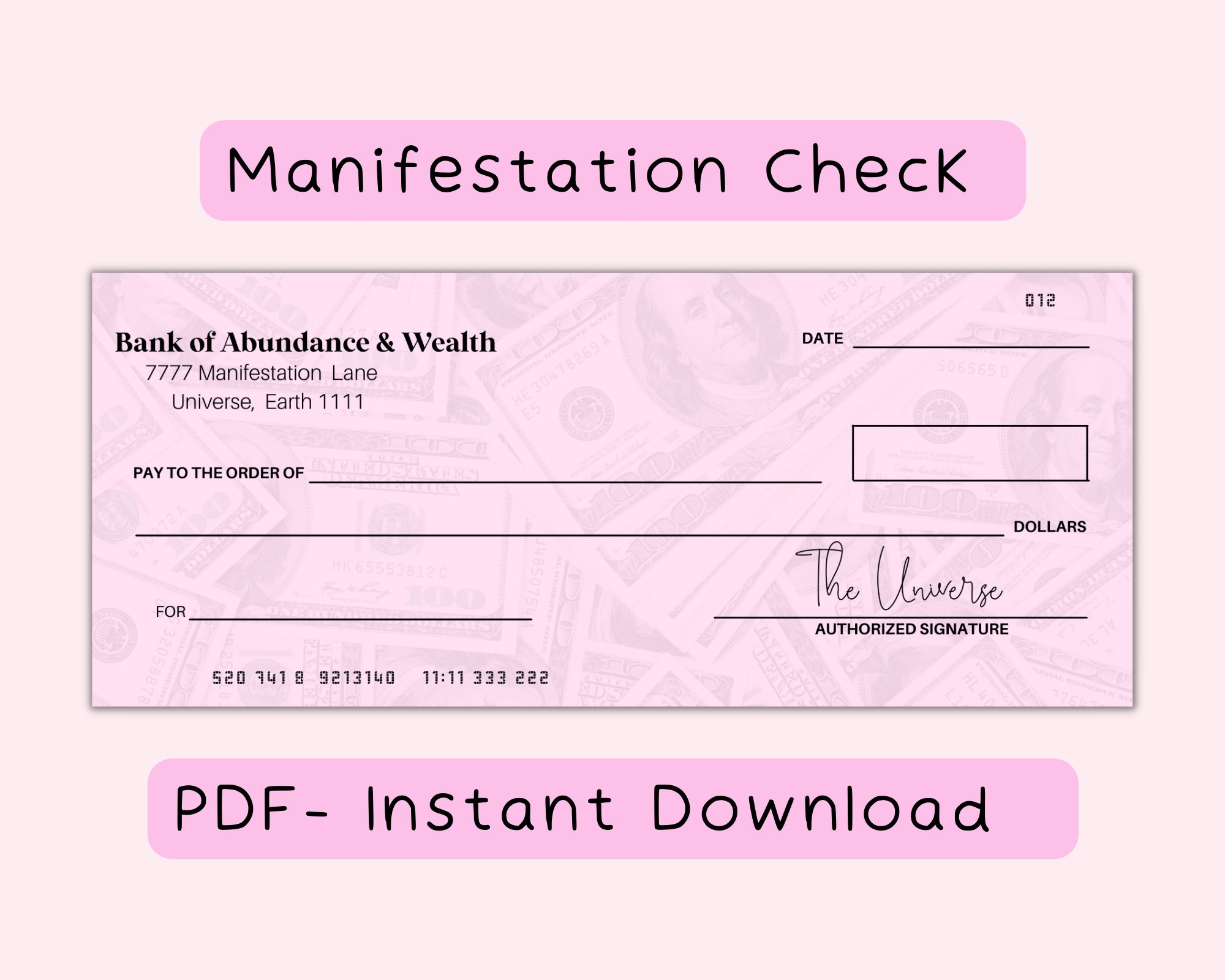 Money Manifestation Checks Law Of Attraction Abundance Check Money Manifestation Checks Law Of Attraction Abundance Check