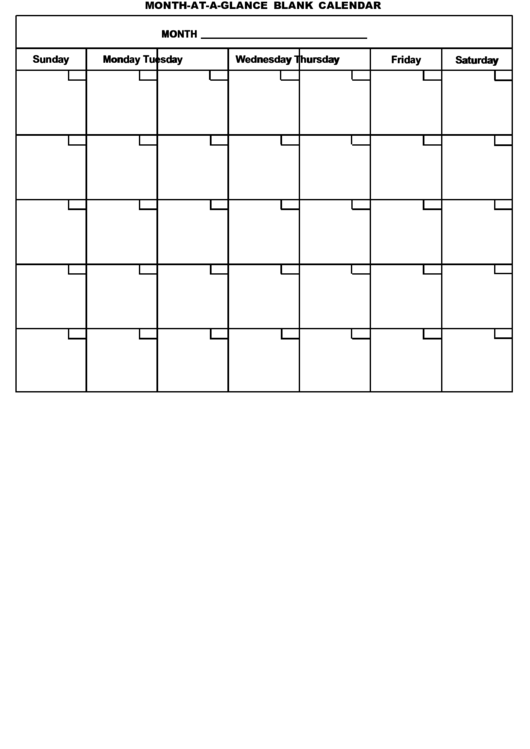 Month At A Glance Blank Calendar Template Blank Calendar Template Images