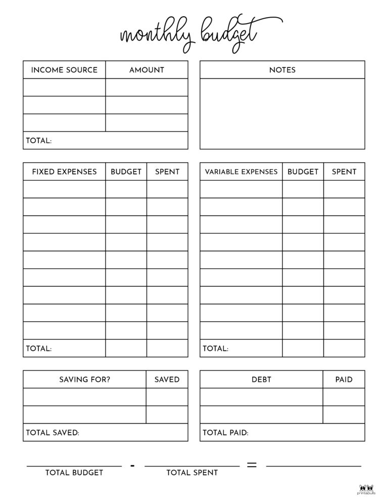 Monthly Budget Planners 20 FREE Printables Printabulls Monthly Budget Planners 20 FREE Printables Printabulls