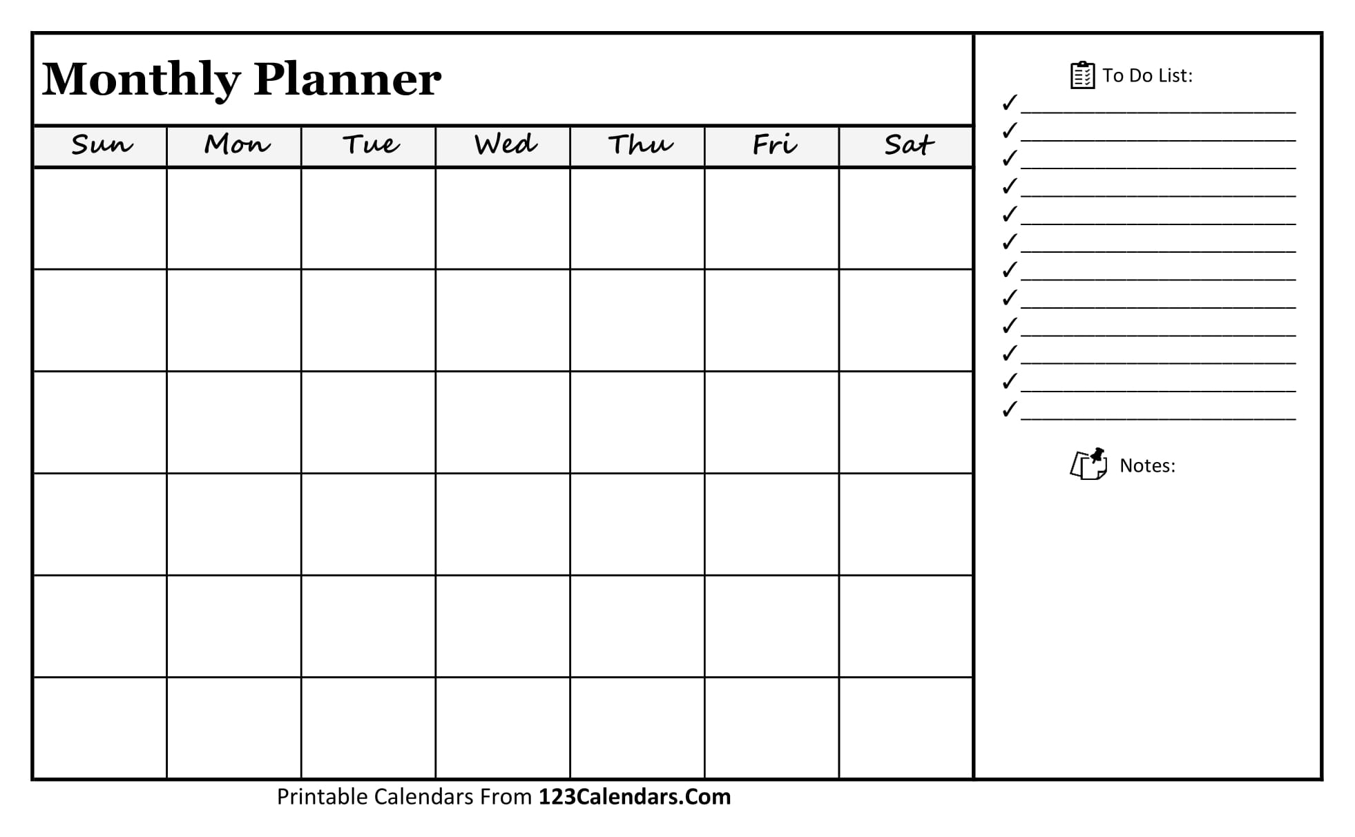 Monthly Template Printable