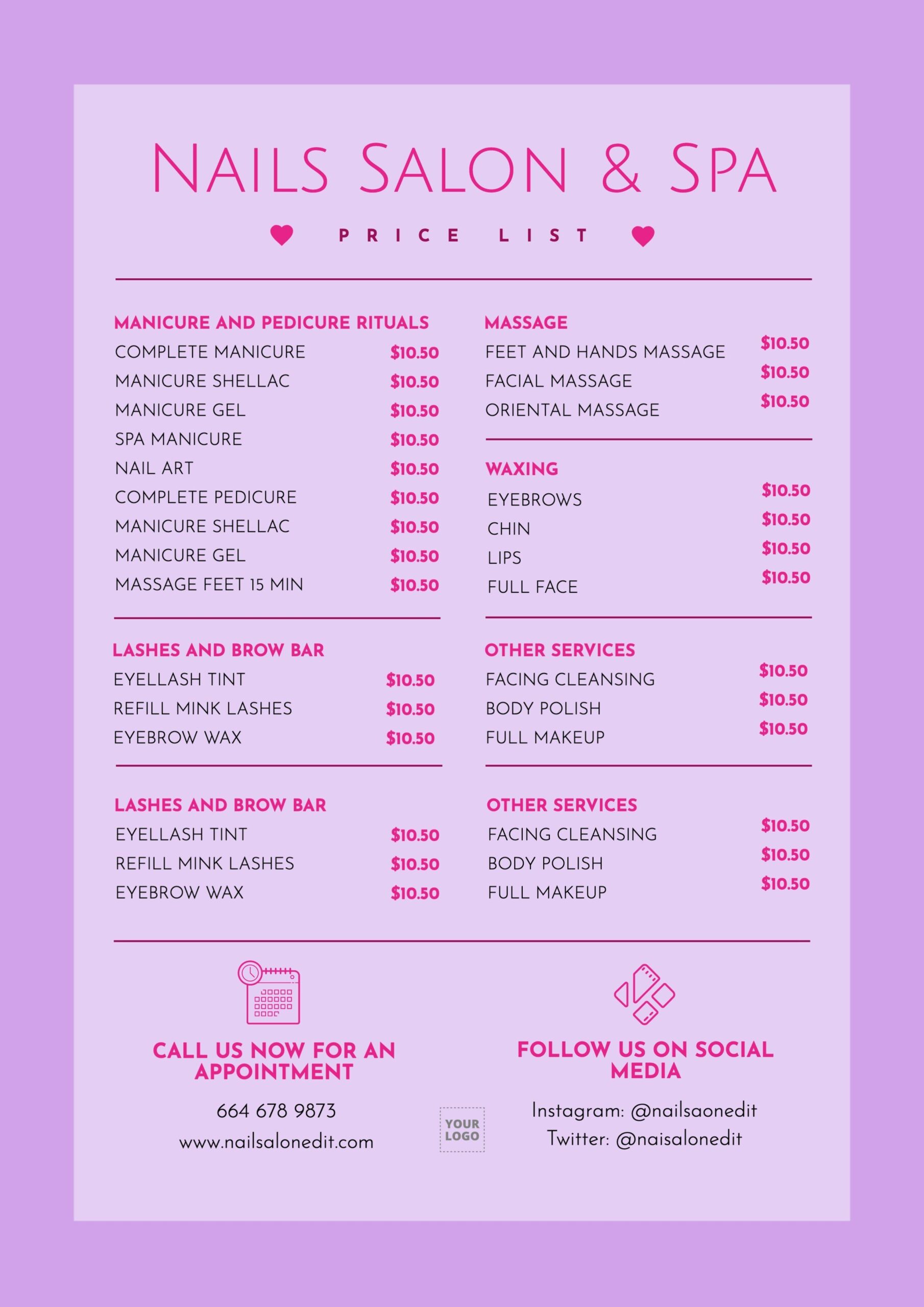 Nails Price List Template Nails Price List Template