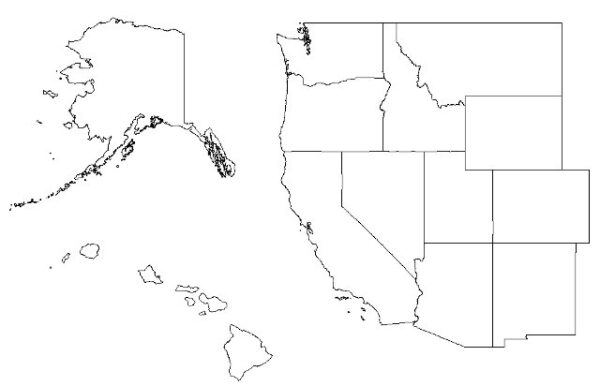 West Usa States Printable Map Blank
