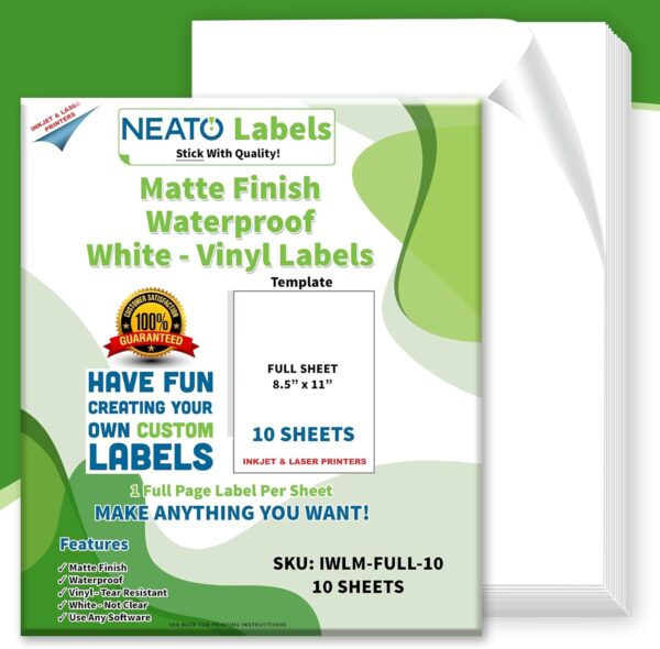 Neato Blank White Full Sheet Printable Labels