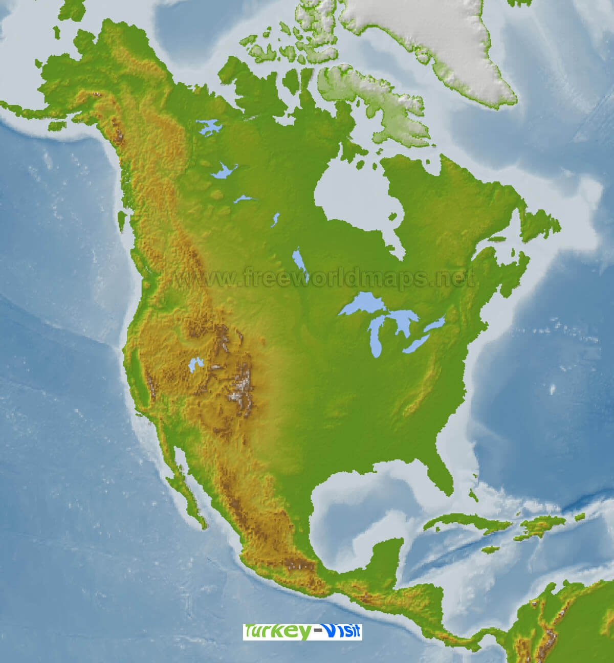 North America Physical Blank Map North America Physical Blank Map
