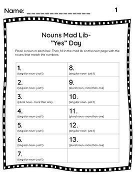 Nouns Mad Libs By Elyse 39 s Emporium TPT