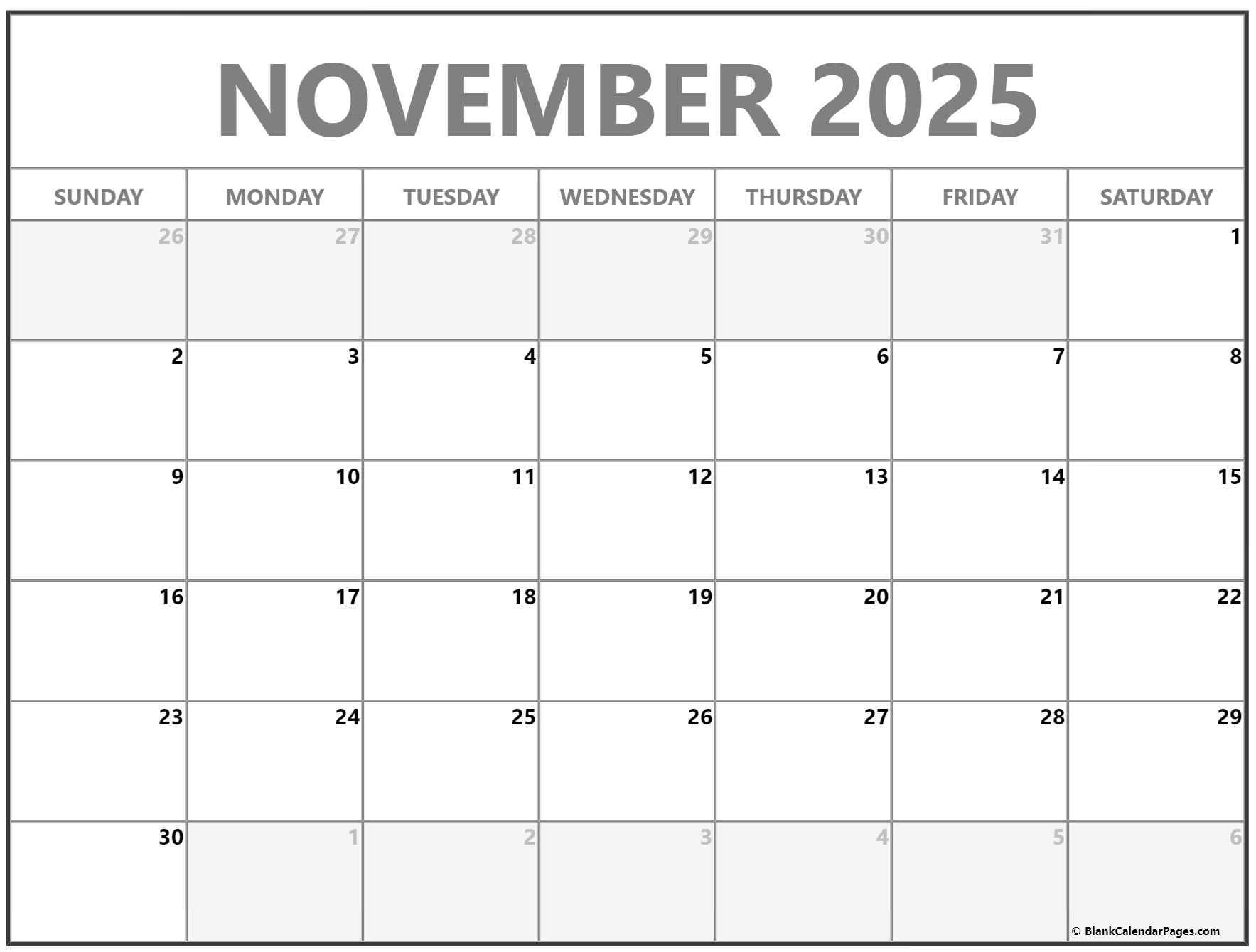 November Calender 2025 Monthly Printable Morten S Svendsen