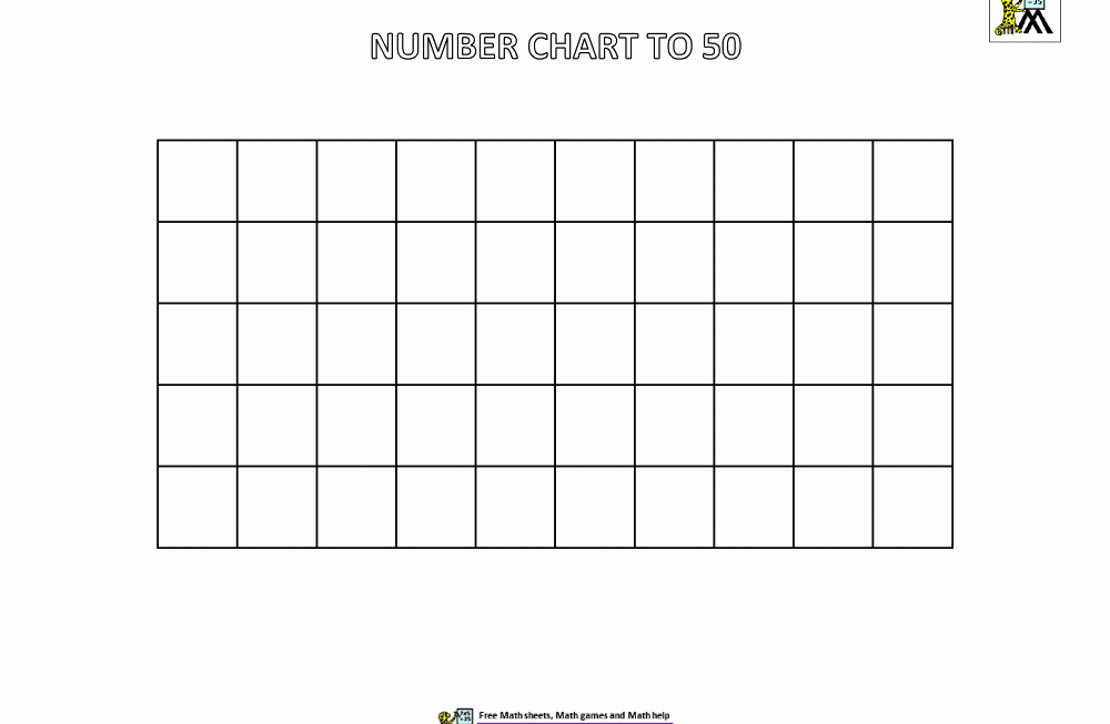 Numbers To 50 Chart Printable