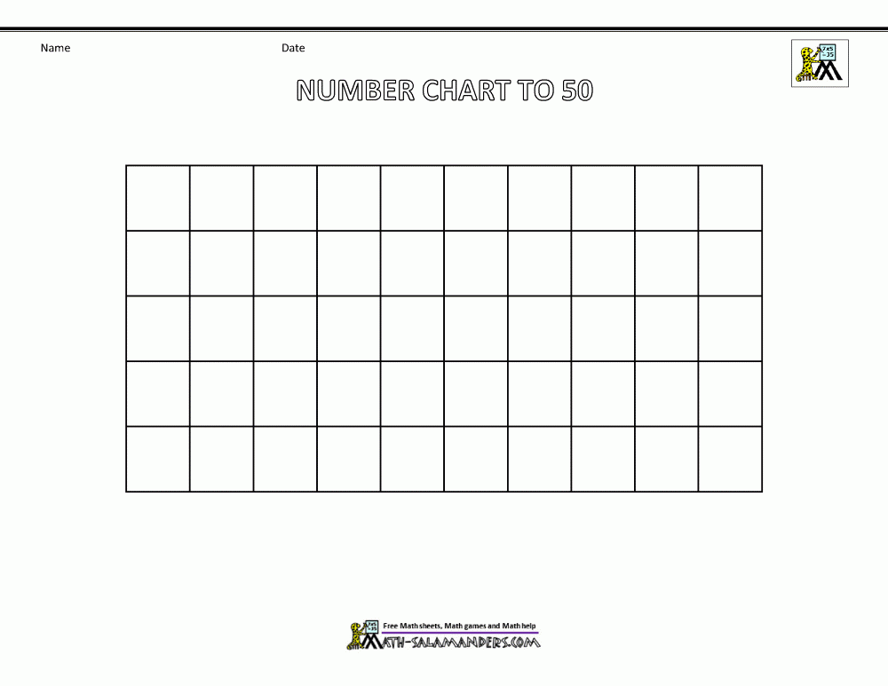 Numbers To 50 Chart Printable