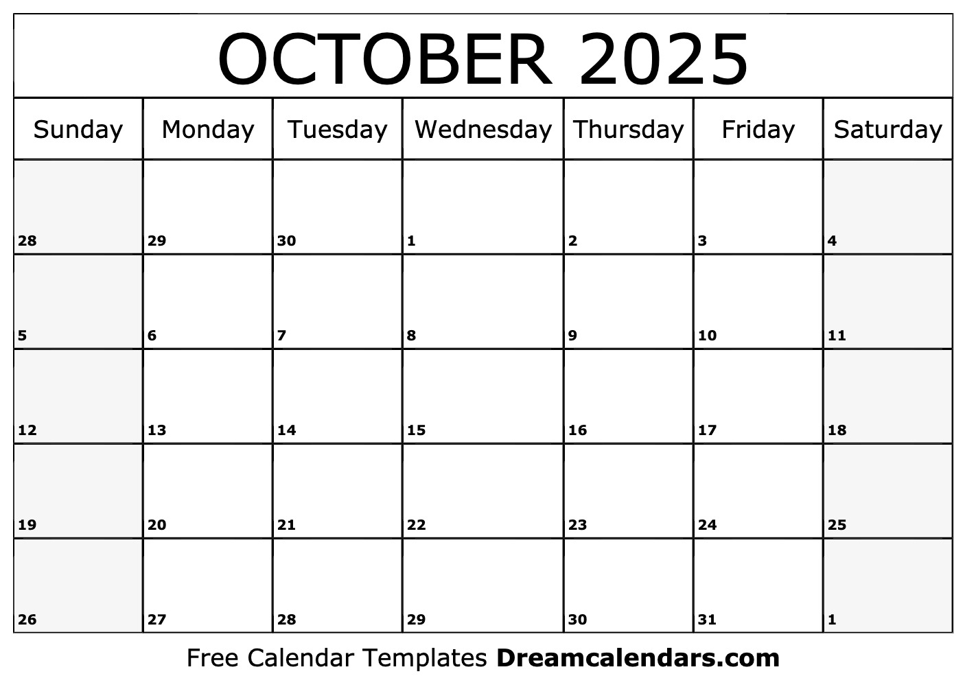 October Calendar 2025 Template Printable Benjamin Weber A October Calendar 2025 Template Printable Benjamin Weber A