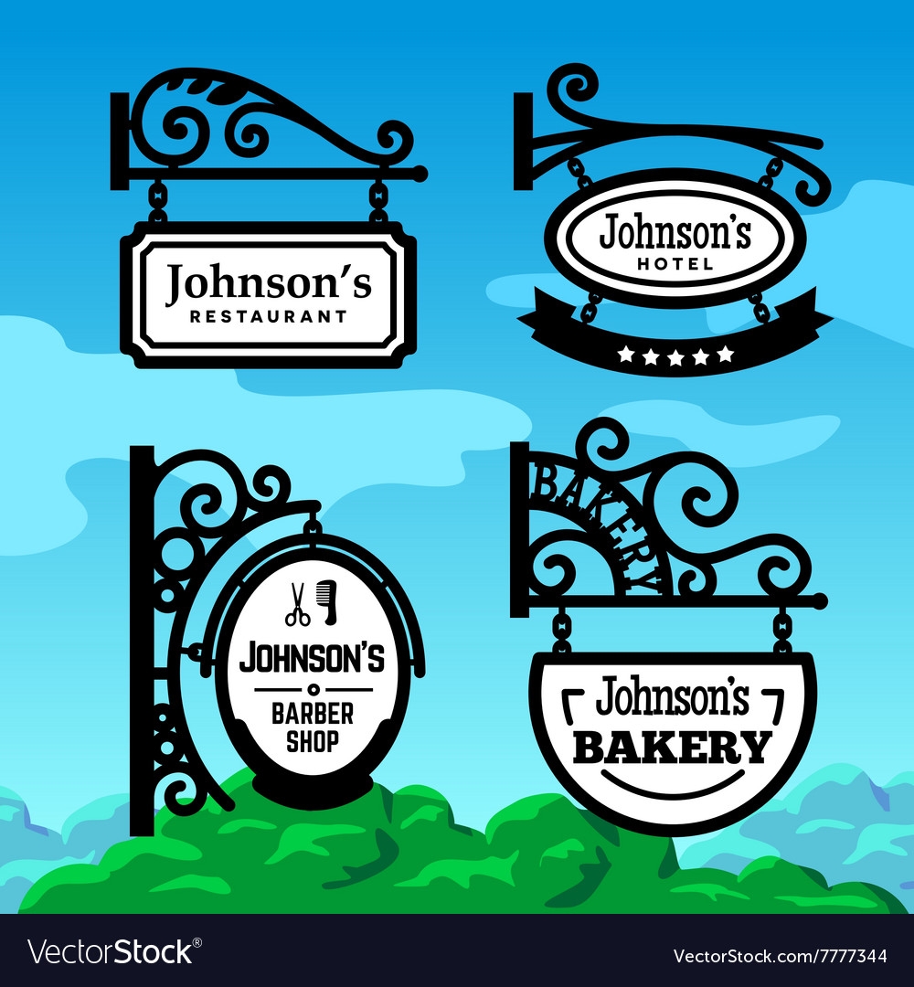 Old fashioned Shop Signs Royalty Free Vector Image Old fashioned Shop Signs Royalty Free Vector Image