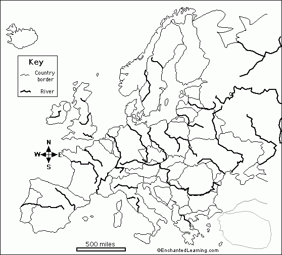 Printable Blank Map Of Europe Rivers