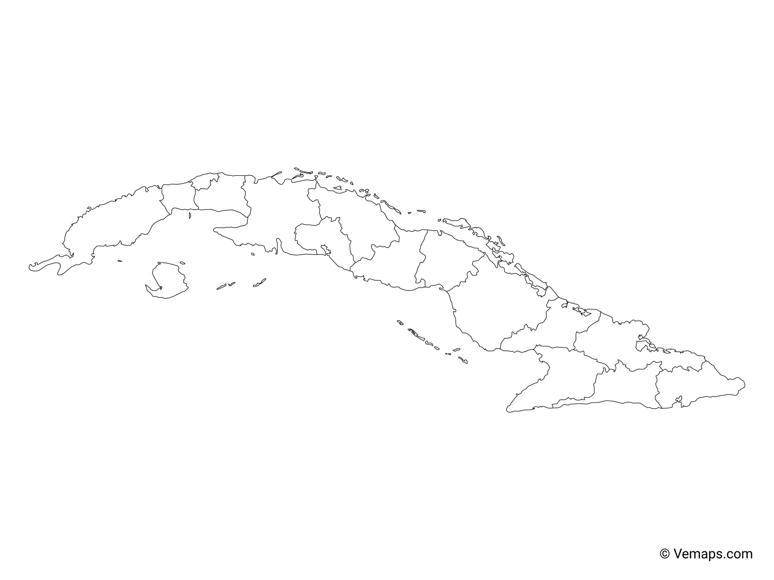 Outline Map Of Cuba With Provinces Free Vector Maps
