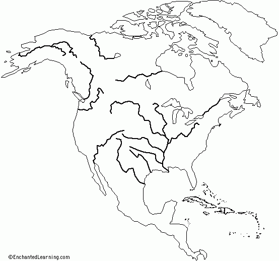 Blank Map North America Water Printable