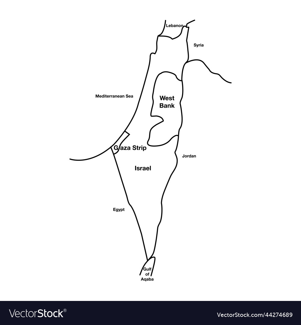 Palestine And Israel Outline Map Editable Eps Vector Image Palestine And Israel Outline Map Editable Eps Vector Image