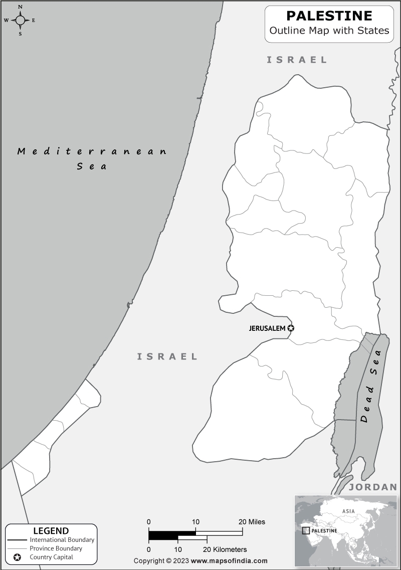 Palestine Outline Map Palestine Outline Map With State Boundaries