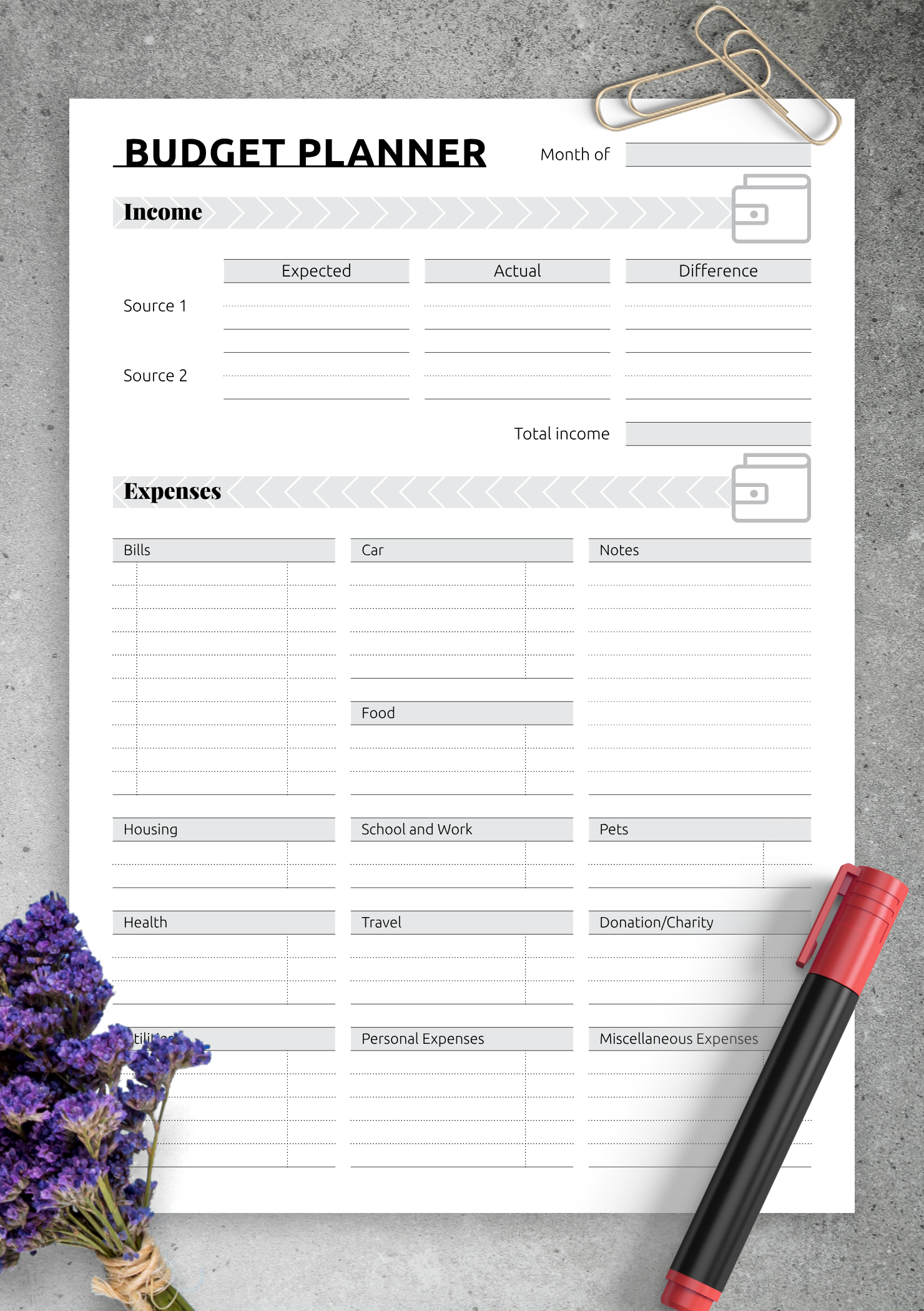 Paper Happy Planner Printable Basic Monthly Budget Forms Personal Paper Happy Planner Printable Basic Monthly Budget Forms Personal