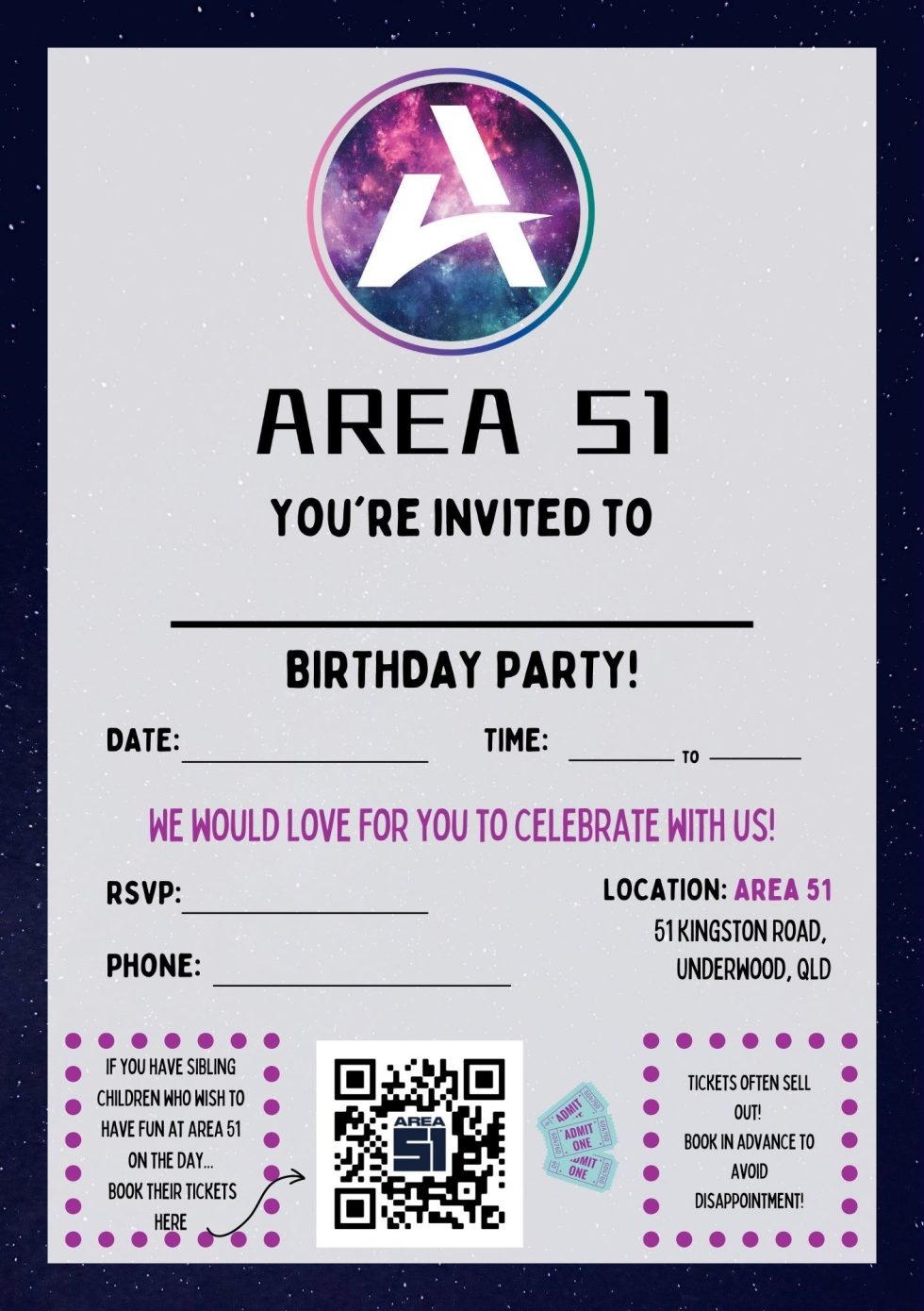 Party Invitations Area 51 World