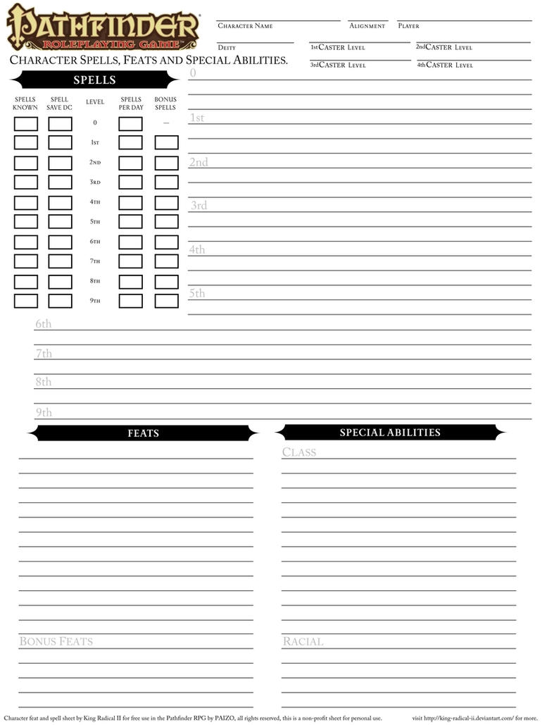 Pathfinder Sheet By King Radical 3 3 By King Radical II On DeviantArt