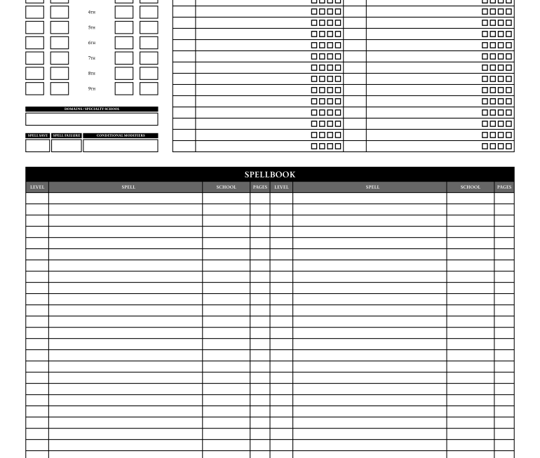Pathfinder Spell Sheet Fill Online Printable Fillable Blank