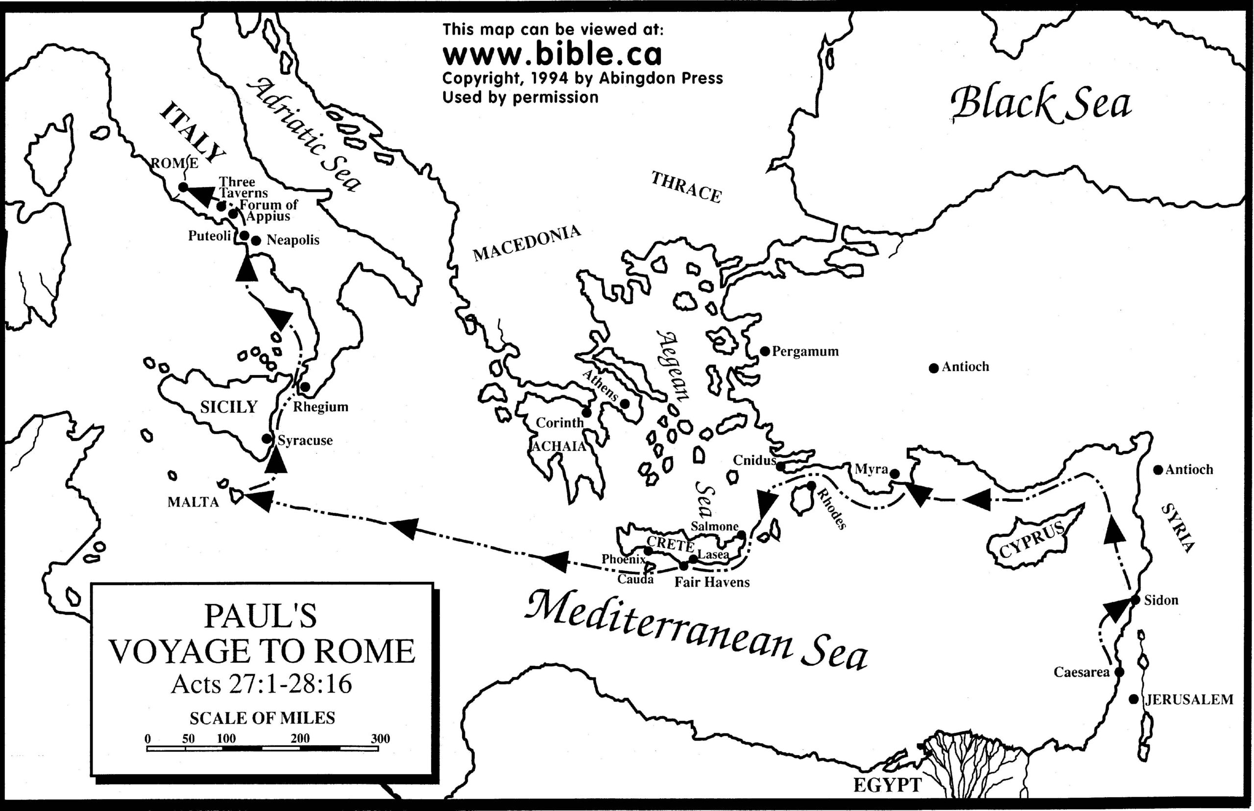 Paul 39 s Journey To Rome Free Map Bible Paul Acts His Letters 