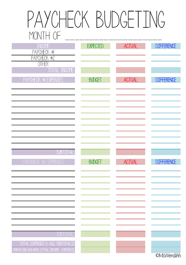 Paycheck Budget Worksheet Free Paycheck Budget Worksheet Free