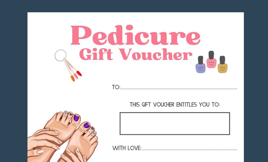 Pedicure Gift Voucher Nail Salon Gift Card Printable Gift Card