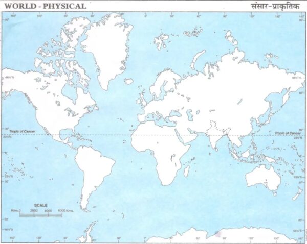 Printable Blank Physical Map Of World