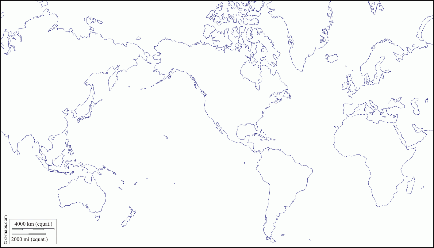 Blank World Map Printable Usa Centered