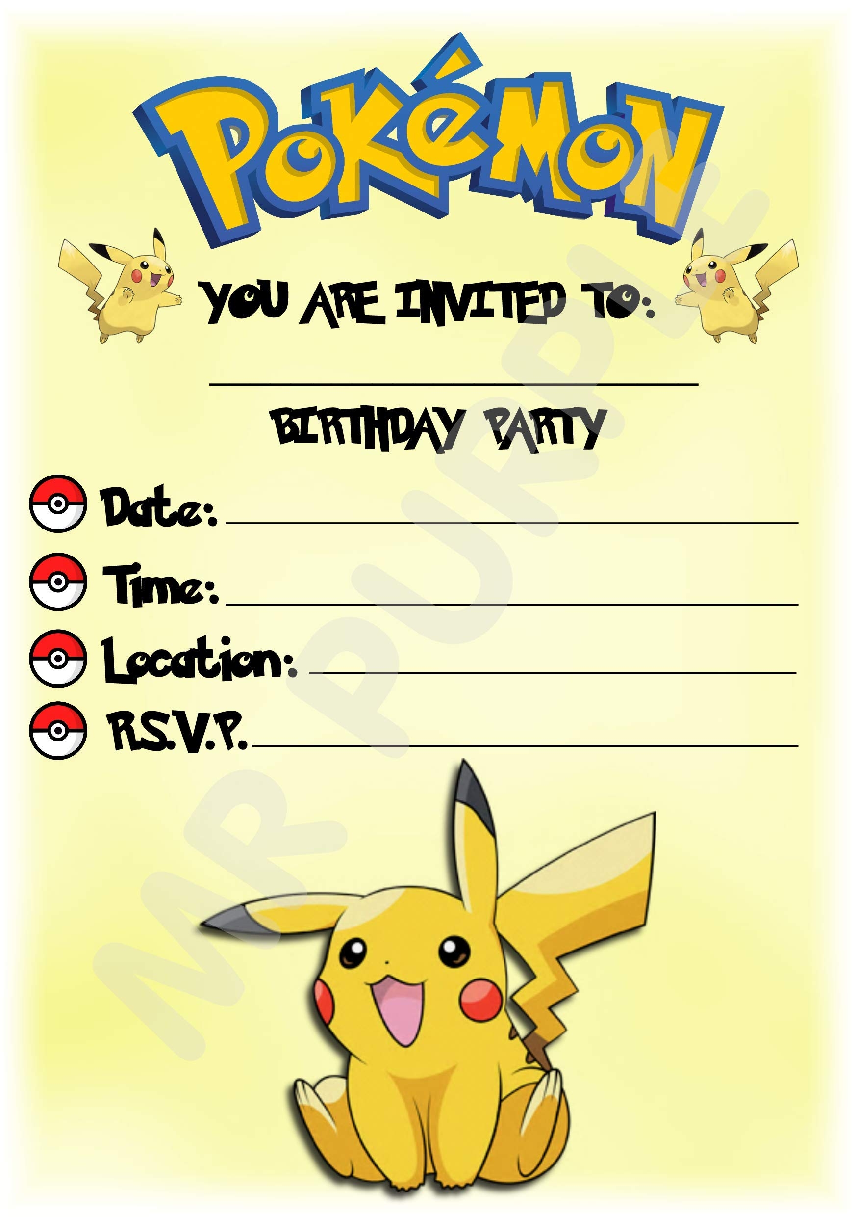 Pokemon Party Invitations Free Printable