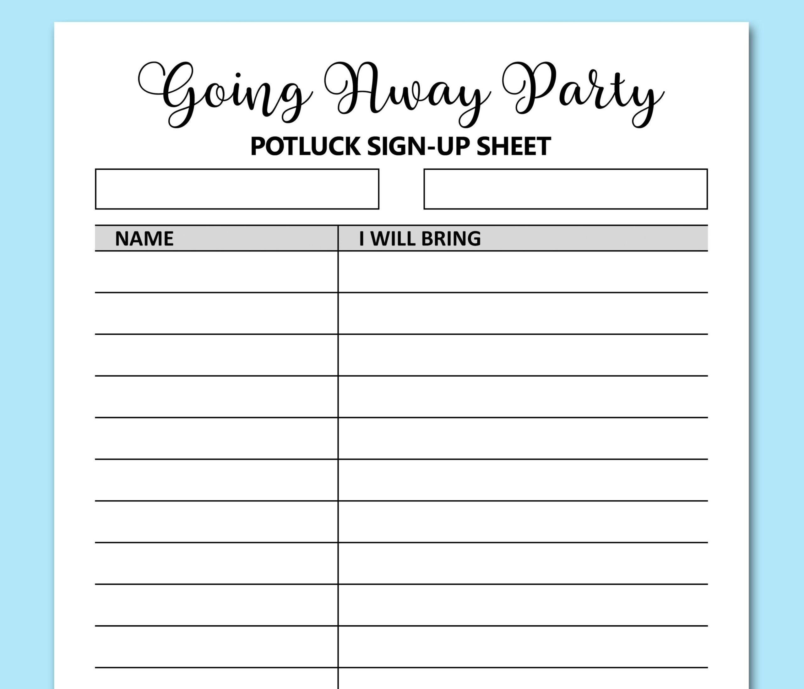 Potluck Sign Up Sheet Printable Potluck Sign Up Sheet Printable