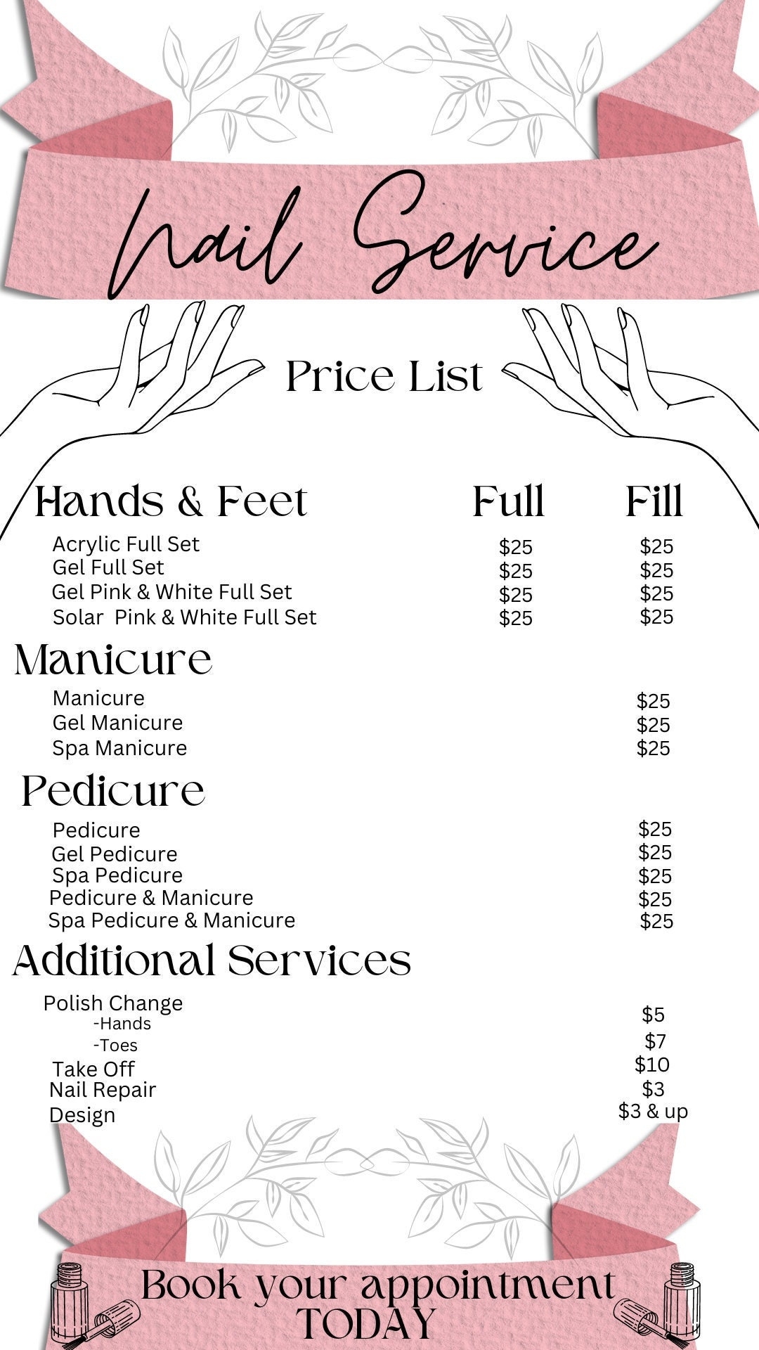 Price List Template For Nail Salon Ready To Use Price List Template For Nail Salon Ready To Use