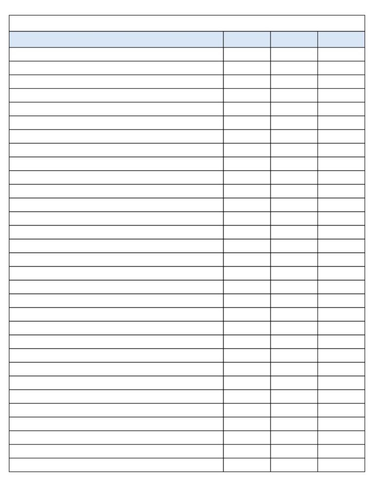 Free Printable Blank Charts 4 Coloums Free Printable Blank Charts 4 Coloums