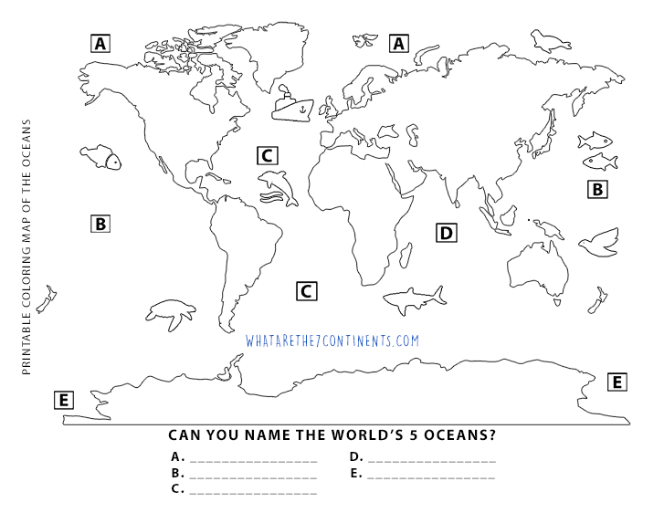 Free Printable Continents And Oceans Blank Map