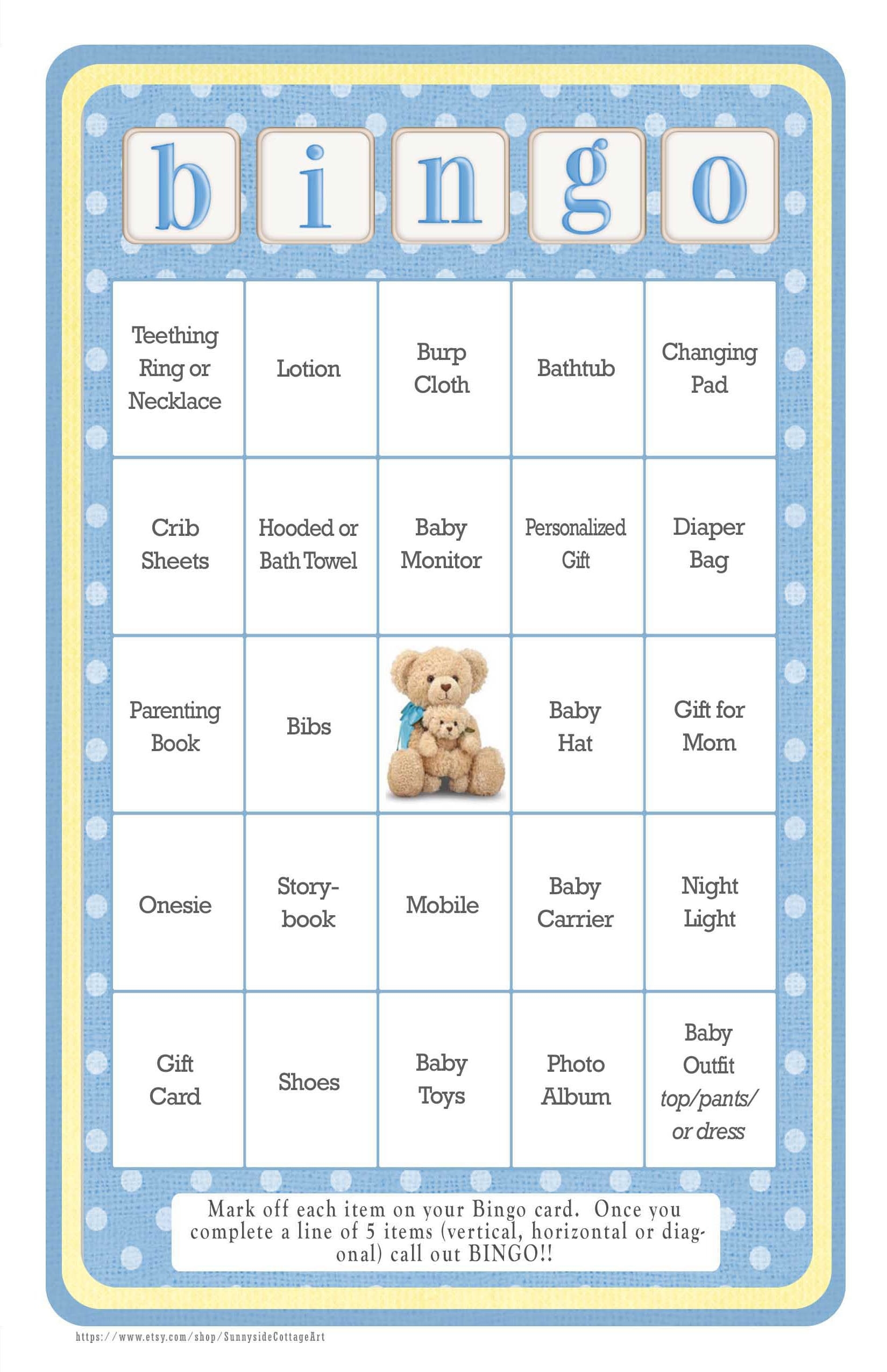 Printable 5x7 Blank Baby Bingo Card Jafcourses