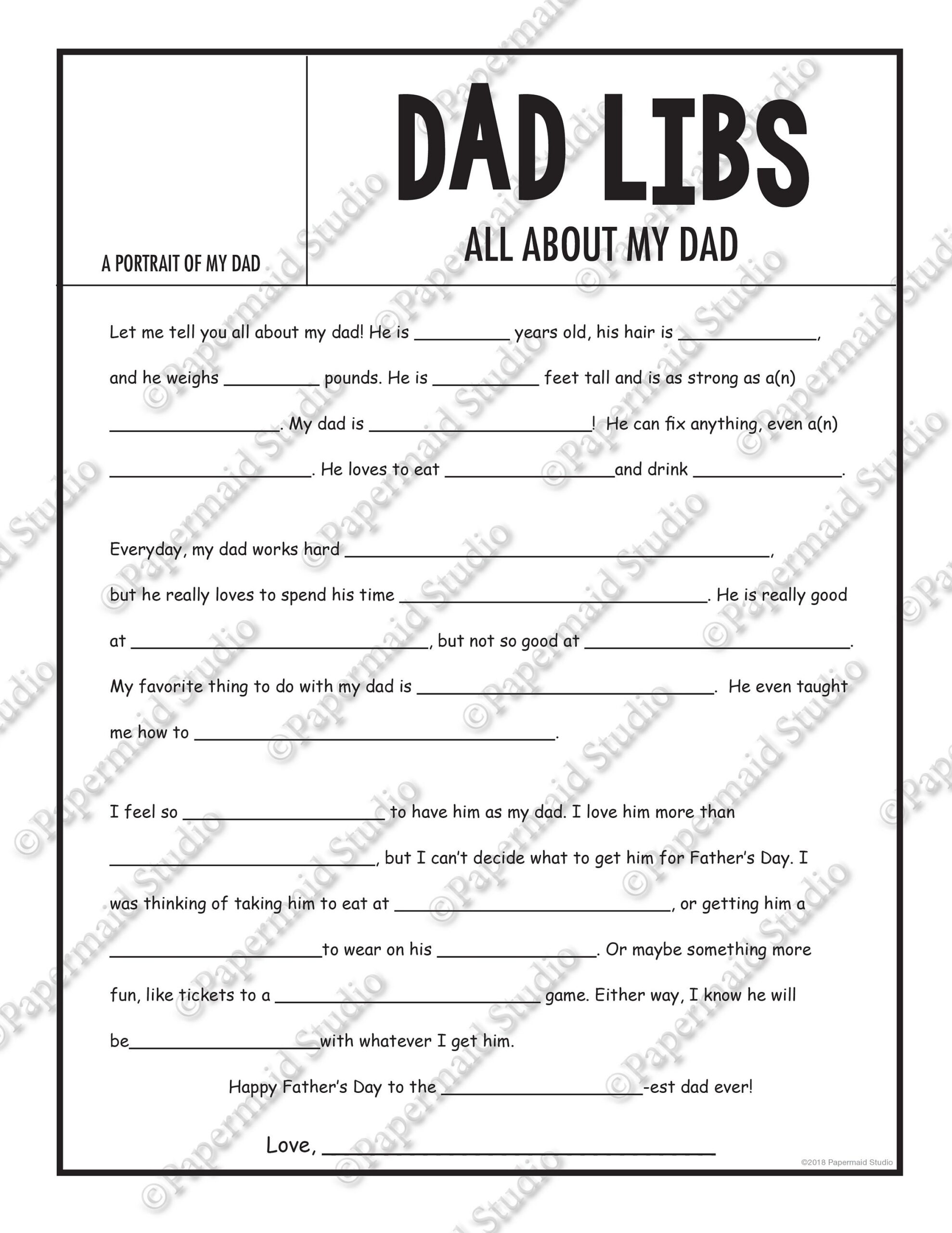 PRINTABLE All About My Dad Fill In The Blank Gift Funny Etsy PRINTABLE All About My Dad Fill In The Blank Gift Funny Etsy