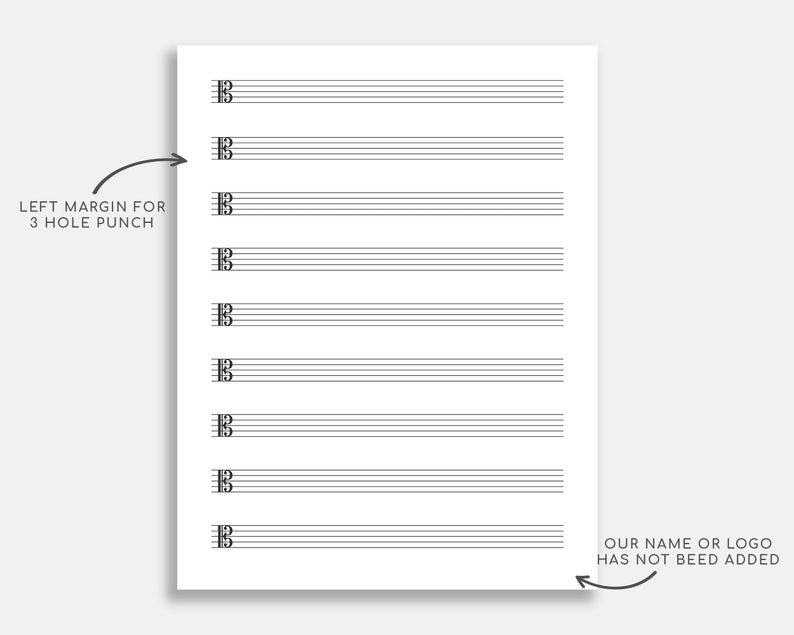 Printable Alto Clef Sheet Music For Letter a4 Blank Music Etsy