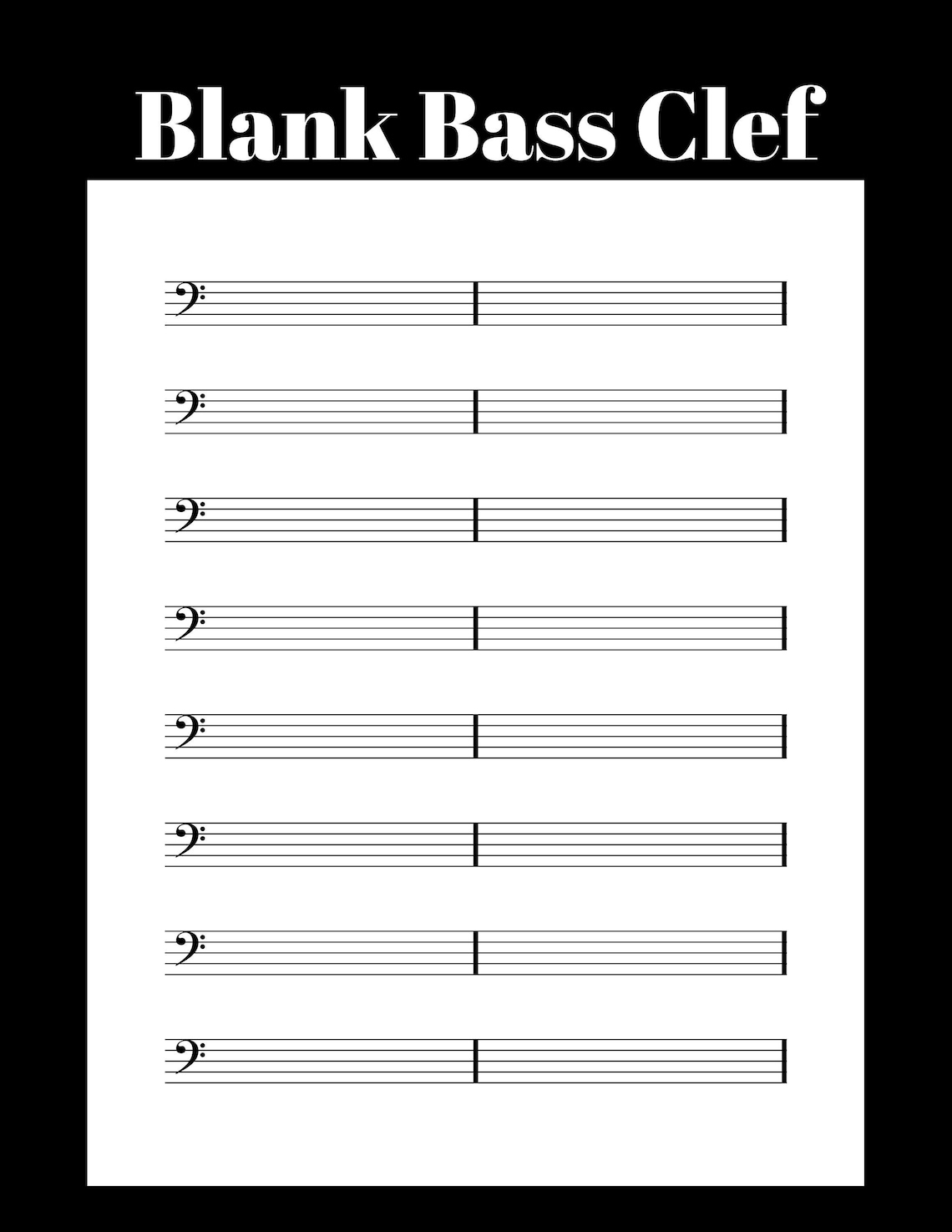 Printable Bass Clef Sheet Music Blank Staff Paper Blank Sheet Music 