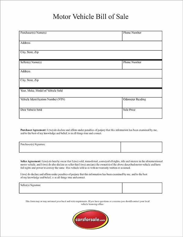 Blank Printable For An Automobile In Florida Blank Printable For An Automobile In Florida