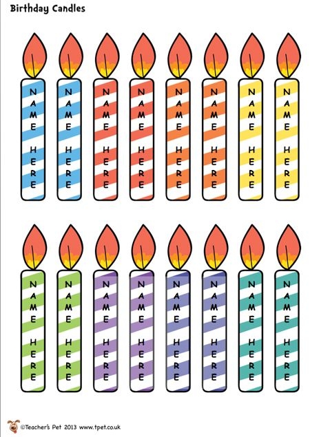 Printable Birthday Candles For Bulletin Board Birthday Wishes